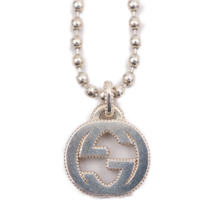 GUCCI グッチ ネックレス 479219 インターロッキングG Ag925 シルバー ペンダント ボールチェーン 本物保証 中古