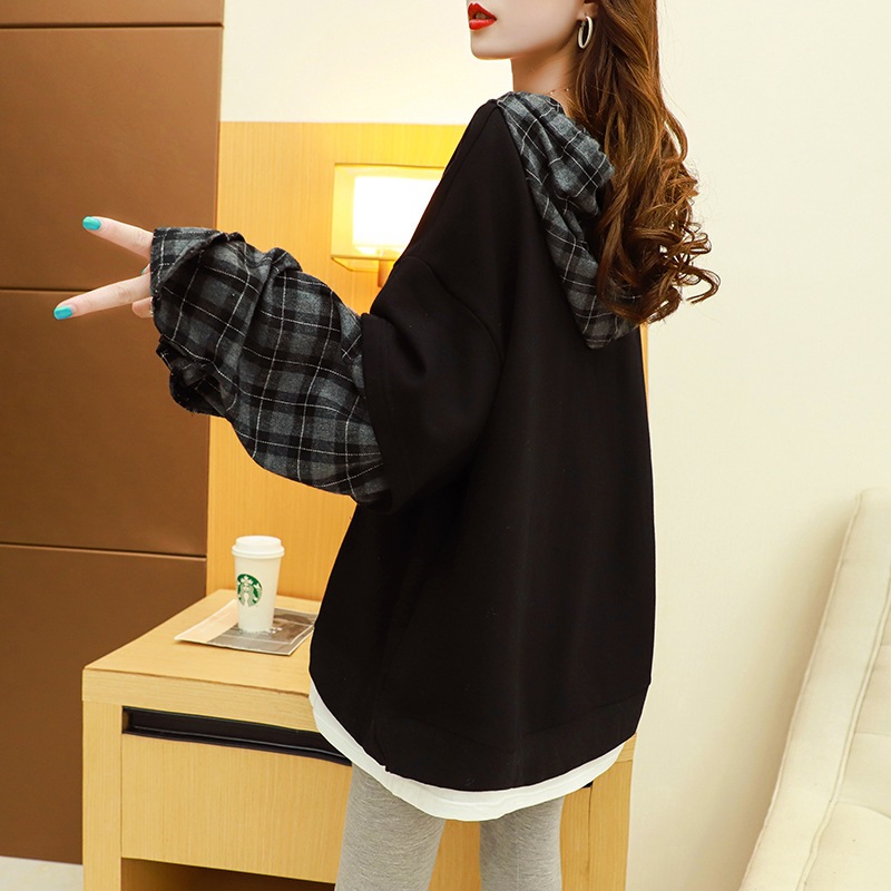 記念日 韓国版の小さな新鮮な年齢を減らすセーターの女性のフード付きネットレッドルーズツーピース長袖オールマッ 卓出