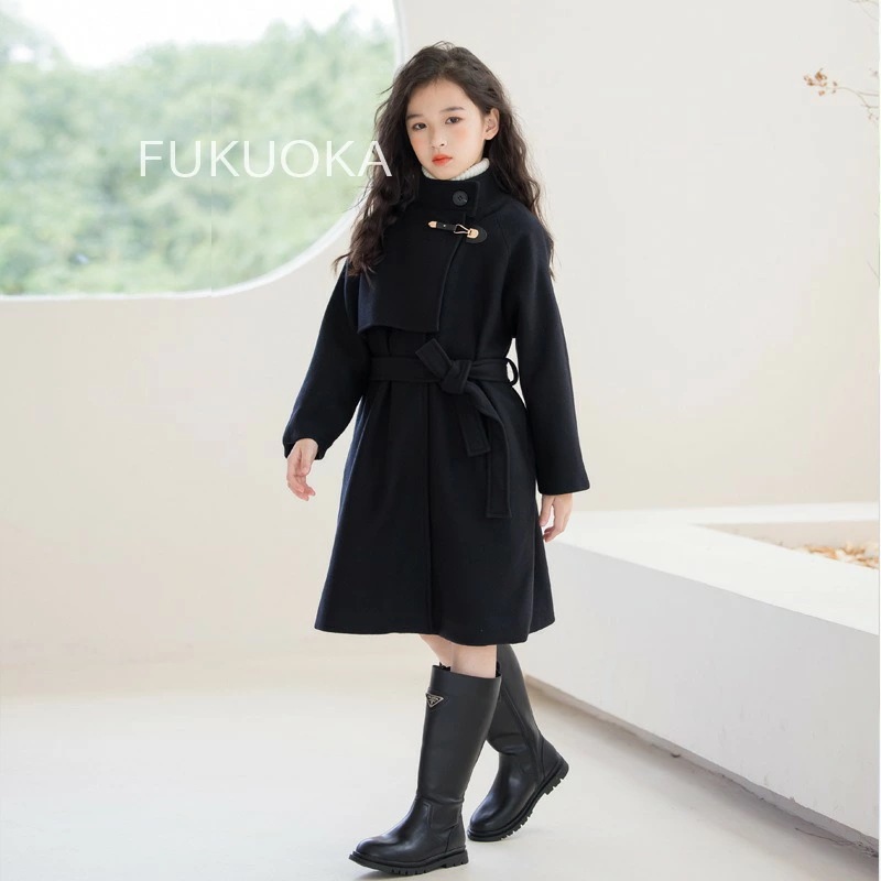 【目玉商品～超人気】2026秋冬新作 親子ペア 女の子 ウールコート 韓国風 中長丈アウター 開襟タイプ おしゃれ 大人っぽい 女児用コート 中大児向け