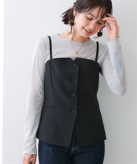 Qoo10 ニッセン フロントボタンビスチェ パンツスーツ [