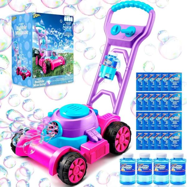 Sloosh 幼児用おもちゃ バブルマシン シャボン玉 夏 ゲーム バブル芝刈り機 屋外おもちゃ 男の子 女の子 誕生日プレゼントピンク