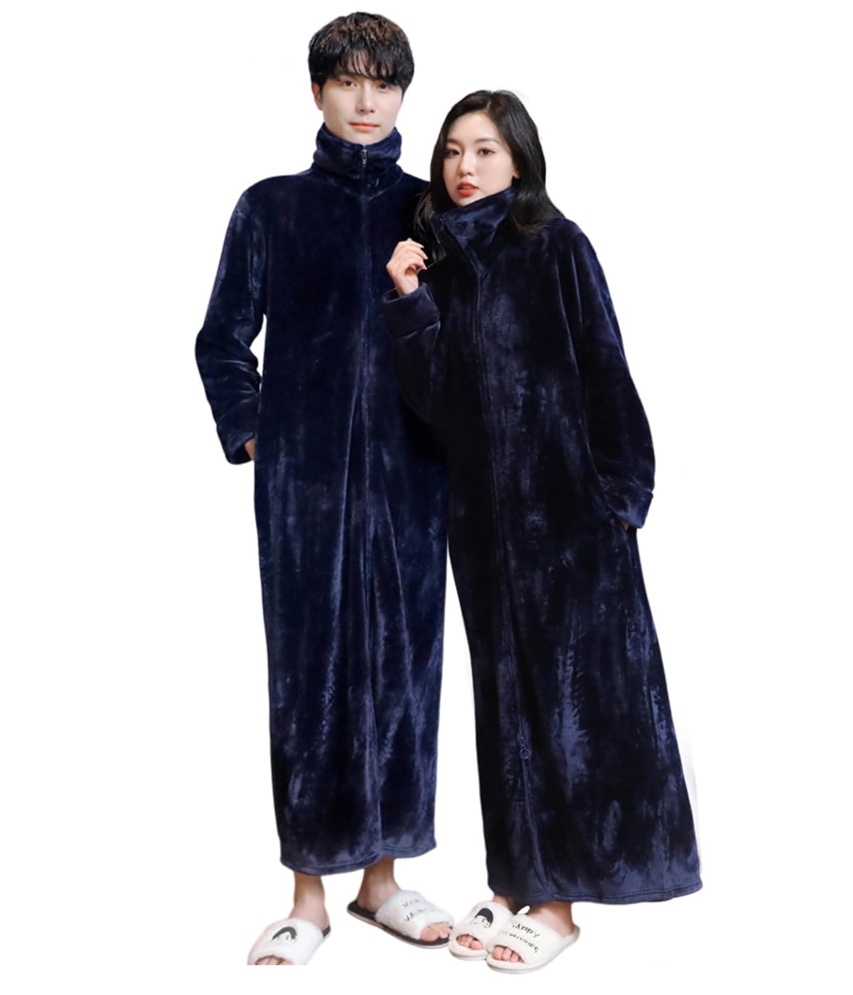 [DAYCLOTH] 2024ロング 着る毛布 メンズ レディース 着丈130/140cm 足まで ルームウェア 部屋着 双方向ジッパー ポケット付 体型カバー 大きいサイズ 襟が立てられる 男女兼用