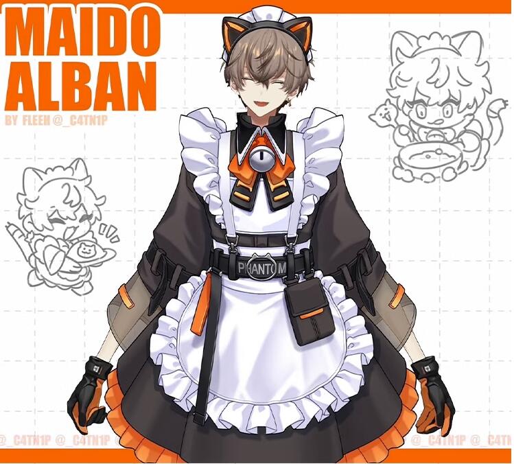 VTuber バーチャルライバー Alban Knox アルバーン ノックス コスプレ メイド服 コスチューム 文化祭 学園祭 ハロウィン