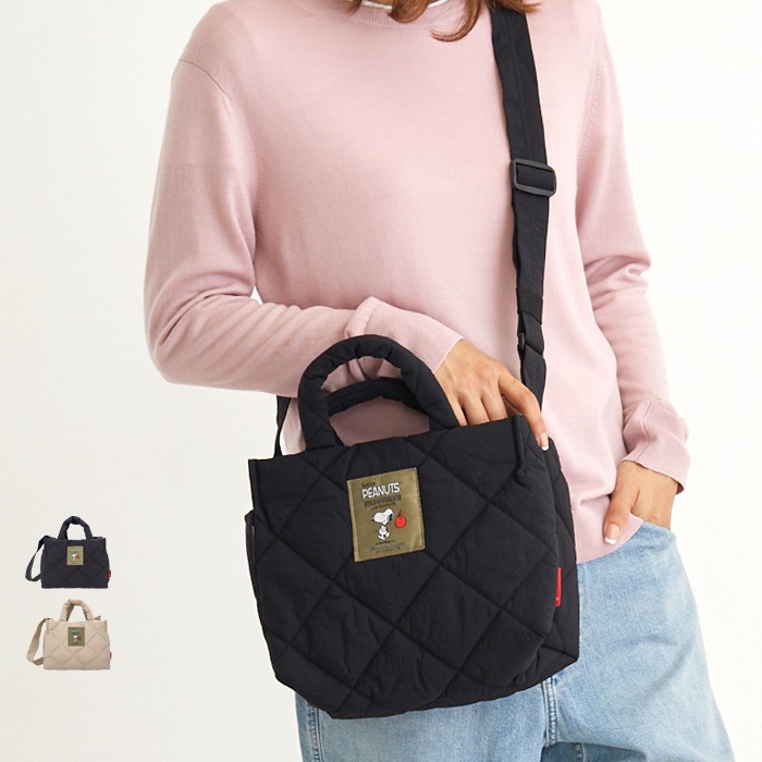 スヌーピー IP.デリ.キルト.ピーナッツ-8S キルティング トートバッグ ショルダーバッグ 新作 2way トート ショルダー キルト パデッド 軽い 軽量 肩掛け 斜めがけ レディース メンズ