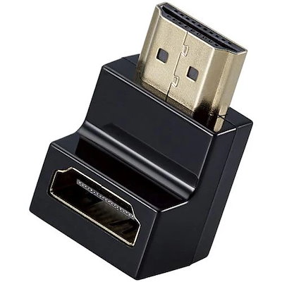 他サイト： エレコム　ELECOM　HDMI L字 変換 アダプタ 下向き 90度 オスメス変換 HDMIケーブル 延長 コネクタ 4K 60p 金メッキ RoHS指令準拠 ブラック　ADHDAABS02BKの商品画像