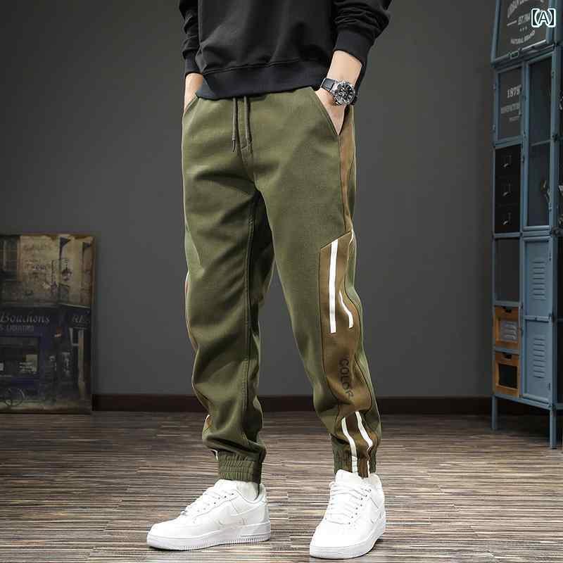 メンズ カジュアル パンツ 春 スプライス アンクル ワーク 作業 ズボン アウトドア 春秋 スウェット 大きいサイズ