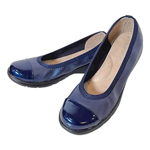 [ラックラック] 空飛ぶパンプス エナメルバイカラー (24.0CM, ネイビー)