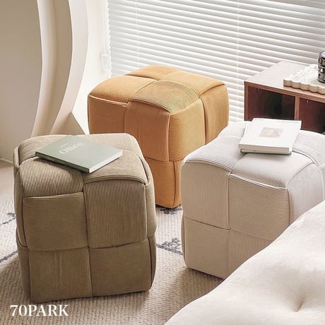 キューブ型 編み込み スツール 全3色 オットマン 高さ38cm チェア サイドテーブル 椅子 おしゃれ 韓国インテリア 韓国雑貨 韓国っぽ インテリア雑貨 韓国 70PARK