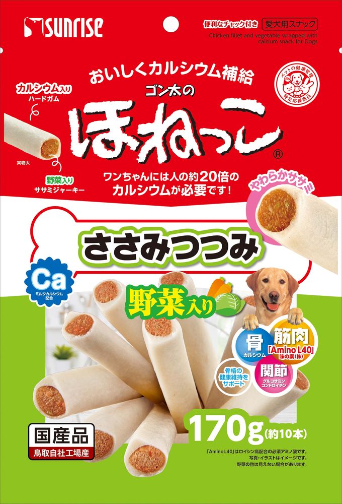 （まとめ買い）ゴン太のほねっこ ささみつつみ 野菜入り 170g 犬用おやつ [x16]