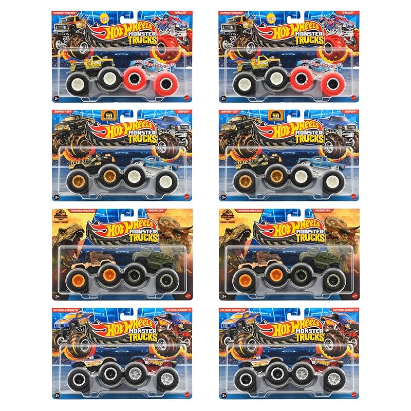 ホットウィール(Hot Wheels) モンスタートラック 1:64 2パック アソート 乗り物おもちゃ ミニカー 2台組×8セット入り BOX販売 3歳から マルチ 986T-FYJ64