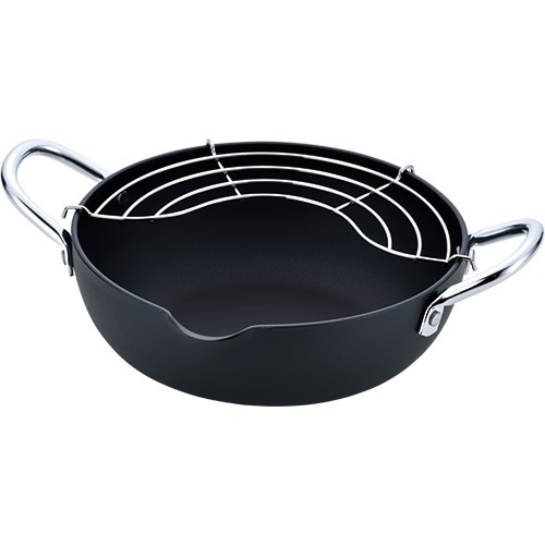 サミット工業 日本製 鉄鍋 厚さが自慢! 鉄の天ぷら鍋 24cm （アミ付）