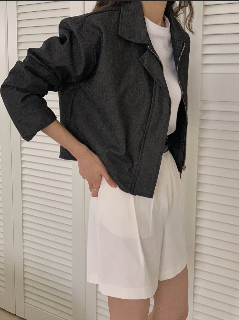 韓国風 デニムジッパージャケット 韓国スタイル 韓国ファッション