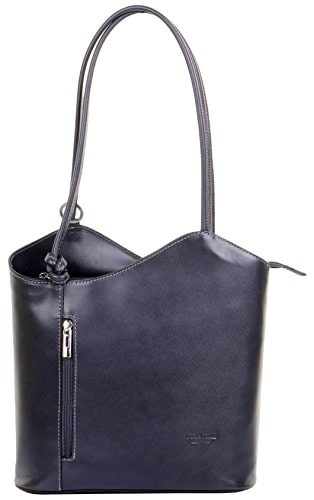 Primo Sacchi Ladies Italian Leather Hand Made Dark Grey Handbag Shoulder Bag Backpack Large 並行輸入品