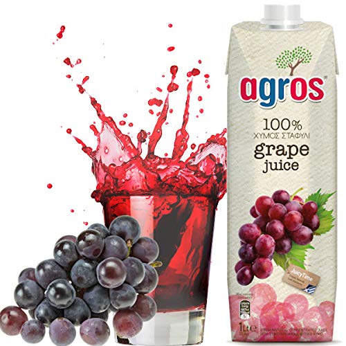 【全国送料無料】 グレープジュース 果汁100％ 無添加 ぶどうジュース 紙パック 業務用 まとめ買い 濃縮還元 agros ギリシャ産 1000ミリリットル (x 12)