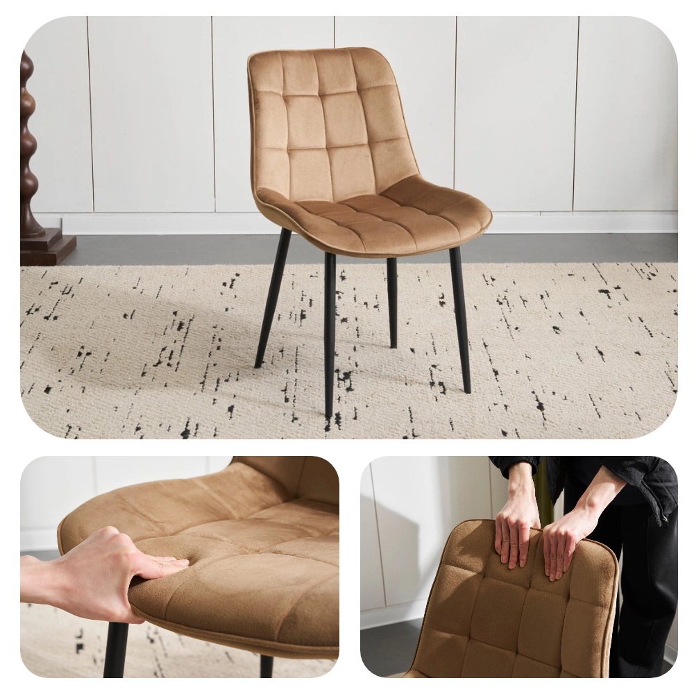 【国内へ発送&送·料·無·料】【単品１脚】ダイニングチェア 椅子 スチール脚 ベルベット座面 コンパクト 来客対応チェア おしゃれ 北欧風 イス 組立簡単 テレワーク 在宅ワーク耐荷重130kg30