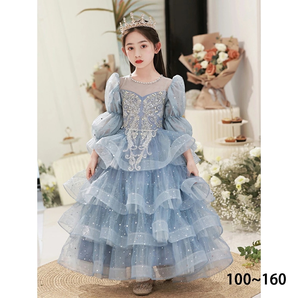 高品質 子供ドレス 女の子 ロング丈ドレス ドレス キッズ フォーマルドレス 中袖 長袖ドレス ドレス 記念撮影 結婚式ドレス 発表会ドレス おしゃれ パーティー ドレス ピアノ演奏 ドレス 音楽会