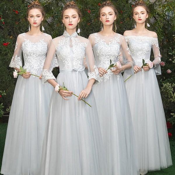 ブライズメイド ドレス ロング 小さいサイズ 大人 ピアノ 発表会 パーティードレス 結婚式ワンピース オフショルダー ハイネック アンブレラスリーブ 締め上げ 6,765円