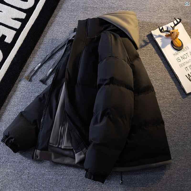 メンズ　男性　メンズファッション　オシャレ　カジュアル ハイエンド 厚手 ダウン コットンジャケット ショート フェイク 2点 冬 コート 暖かい コットン ブレッド