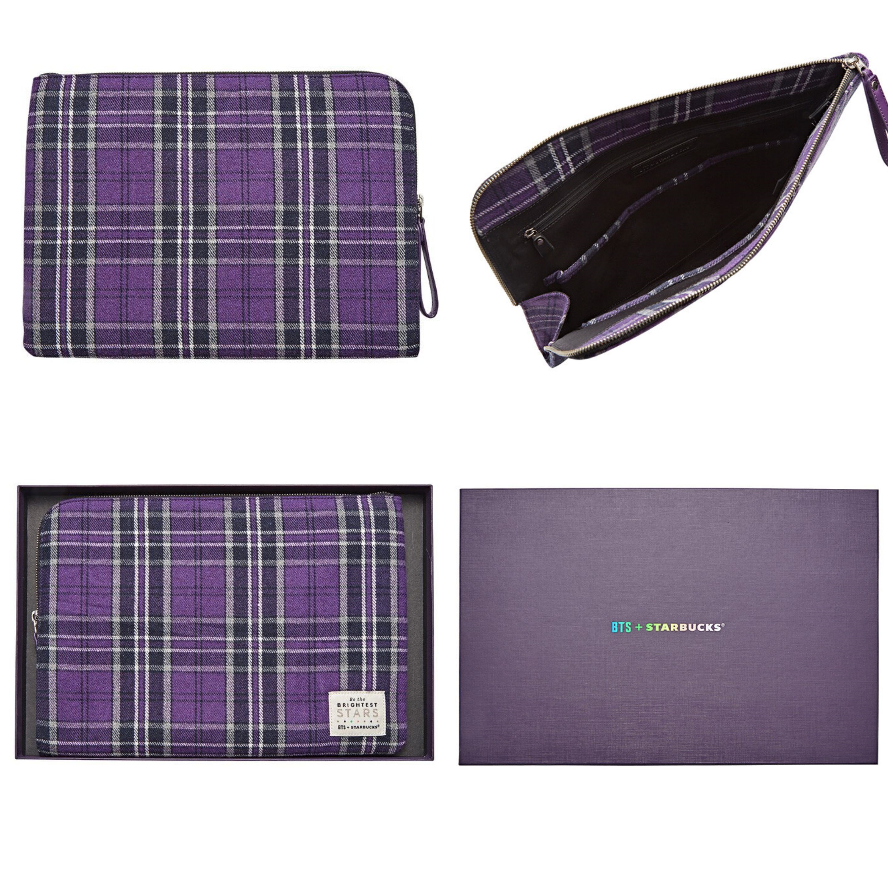 BTS Bangtan Boys (防彈少年團) x Starbucks Korea Official Tartan Check Large Pouch