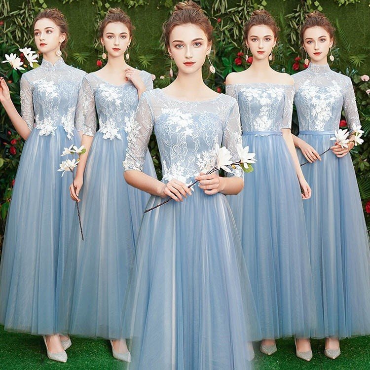 ブライズメイド ドレス ブルー ロングドレス ドレス 二次会 花嫁 パーティードレス 演奏会 ピアノ 発表会 コンサート フォーマルドレス 結婚式 呼ばれ