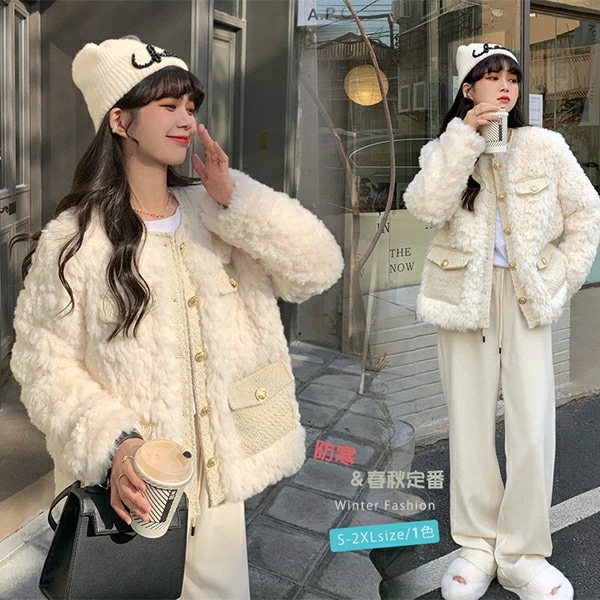 ファーコート レディース ボアブルゾン ボアジャケット 羽織 毛皮コート ボアコート 暖かい ボタン ジャケット もこもこ アウター ボア ブルゾン ポケット アウターコート 着痩せ きれいめ 大人