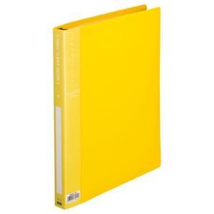 （まとめ） TANOSEE リングクリヤーブック（クリアブック） A4タテ 30穴 10ポケット付属 背幅25mm イエロー 1冊 10セット