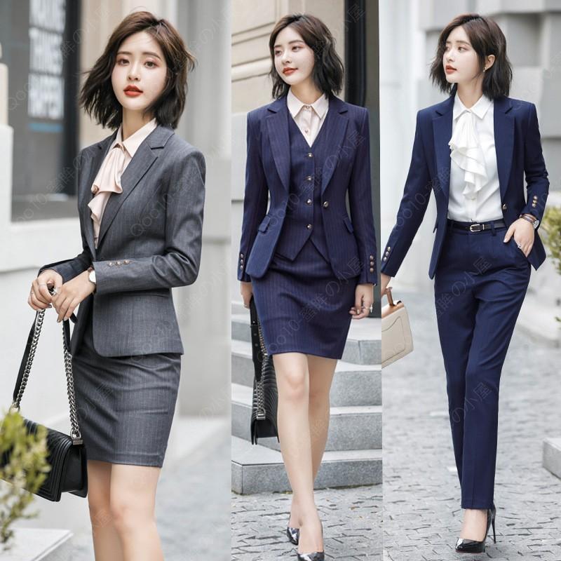 ストライプ ビジネススーツ 2点セット セットアップ レディース スカートスーツ パンツスーツ ママ 30代 フォーマルスーツ 通勤 就活 事務服-39