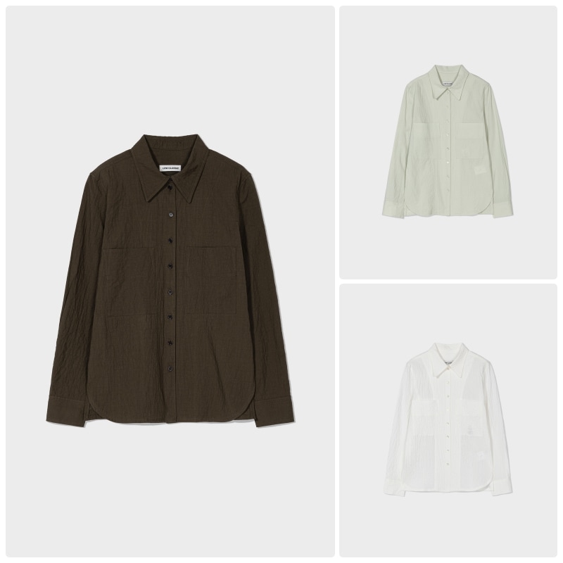 【LOW CLASSIC】 25FW CRUMPLED SLIM-FIT SHIRT : 3COLORS