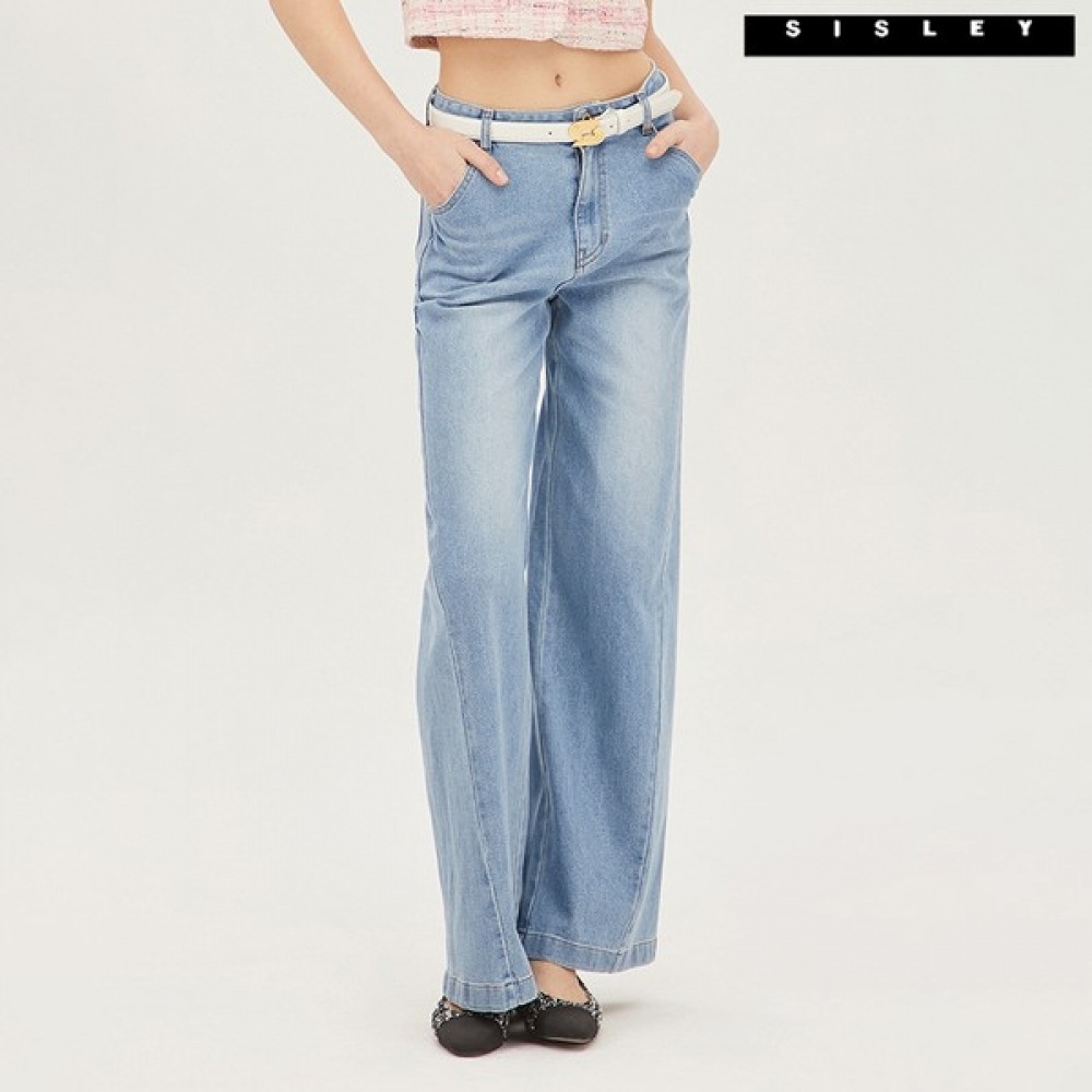 (シスレー) シスレーオブリークインシジョンワイドデニムパンツ SADPA3411_LB