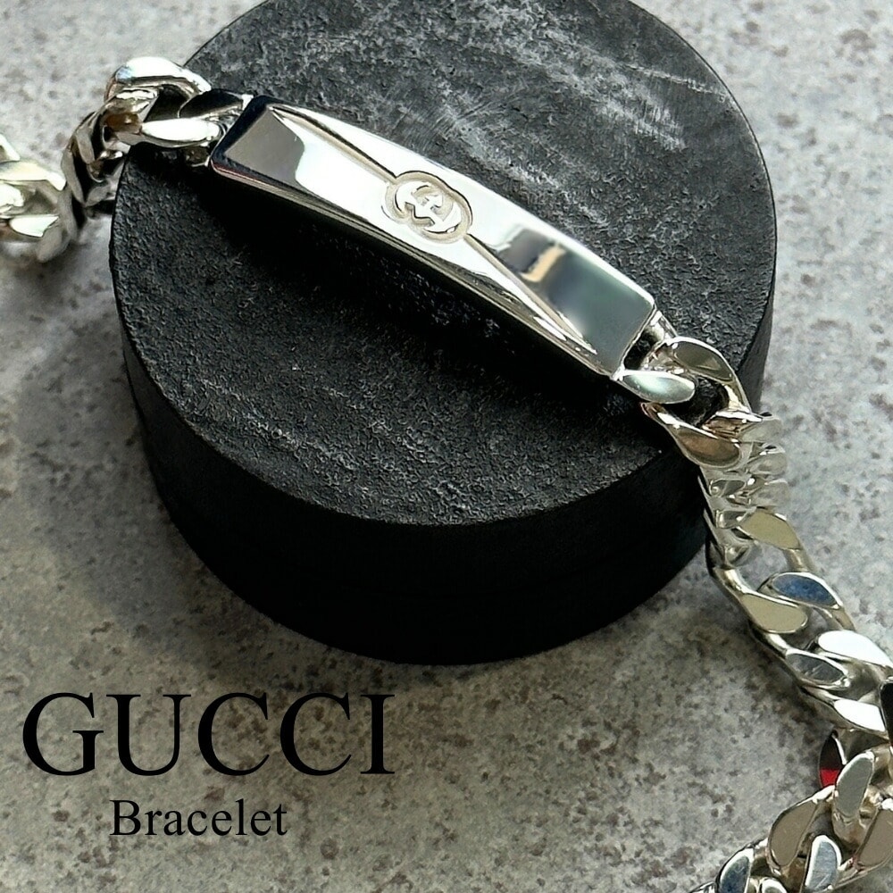 GUCCI グッチ ブレスレット インターロッキングG シルバー 925 シンプル 高級感 ユニセックス メンズ レディース ブランド アクセサリー ギフト プレゼント 彼氏 彼女 サイズ 16cm