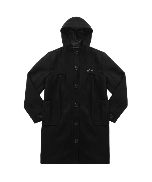 【AS"ON】 ALLO HOOD LONG COAT / BLACK 正規品