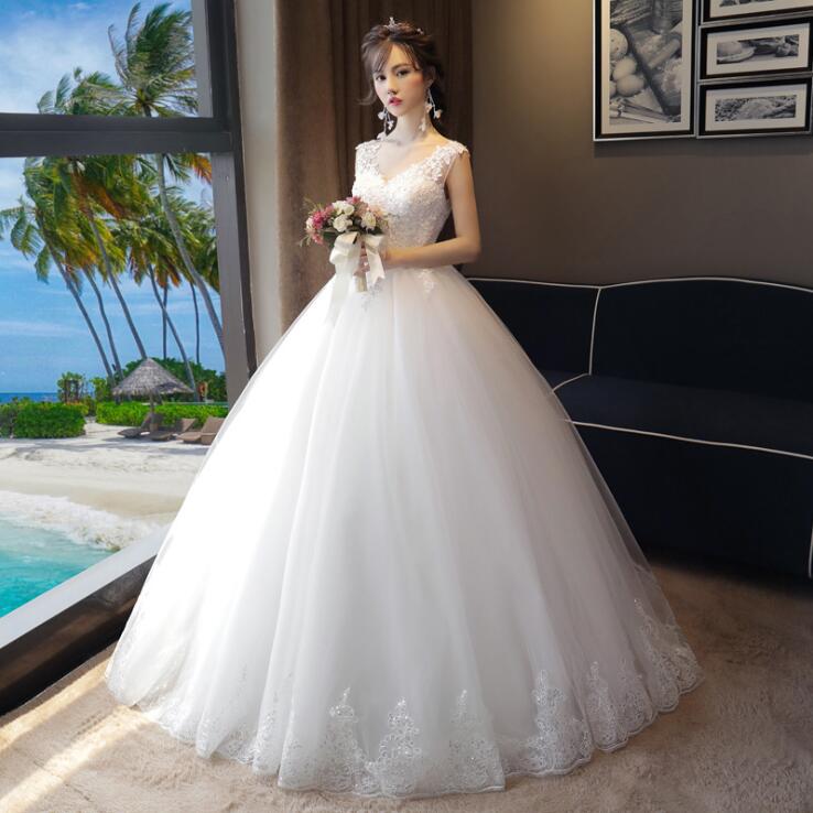 【即納】ウェディングドレス 白 プリンセラインドレス ノースリーブ 刺繍 Aライン　エンパイアドレス レース　ドレス 豪華な花嫁ドレス 編み上げタイプ　 シンプルドレス/姫系ドレス/刺繍フリルドレス