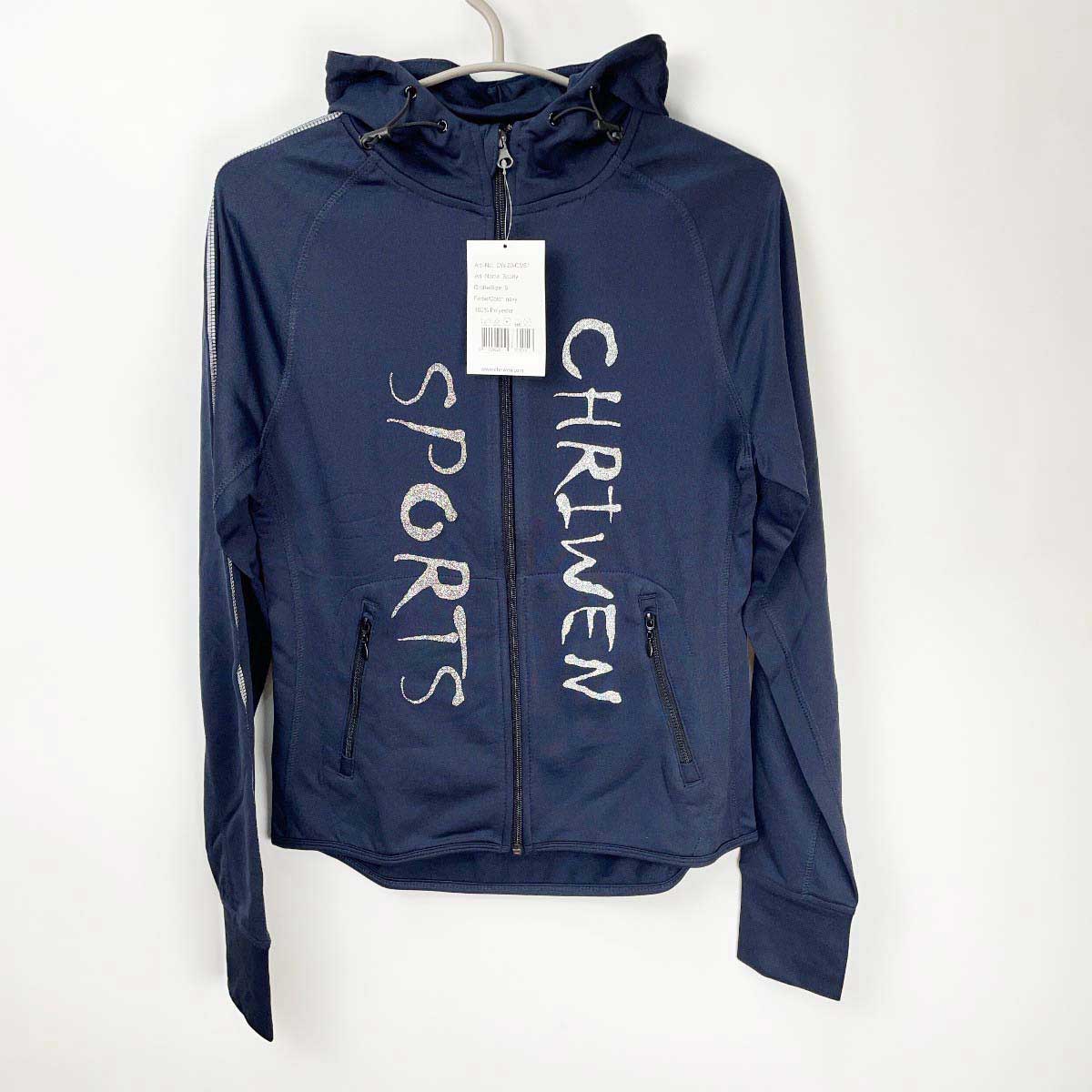 【中古・未使用品】クリューベン Chriwen Sporty ストレッチ ジップアップ 長袖 ライディング ジャケット フーディー S ネイビー CW-20-C3 レディース 乗馬 馬術