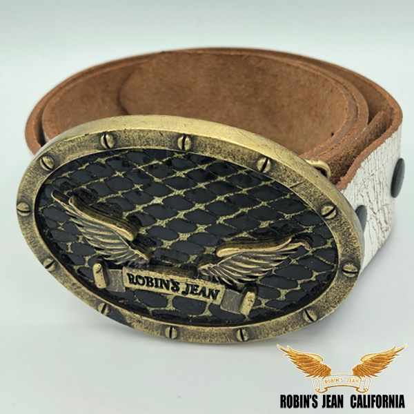 ロビンズジーン ベルト 03-01 ROBINS JEAN メンズ レディース レザーベルト ビンテージ ホワイト ウィング バックル パイソン ロビンジーンズ safari サファリ LEON 16,280円