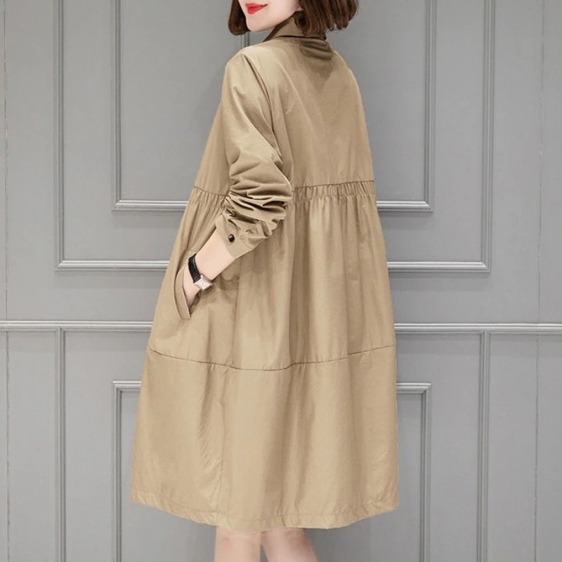 【美人度アップ】 全5色 上品なシルエット シンプル ギャザー 折り襟 トレンチコート