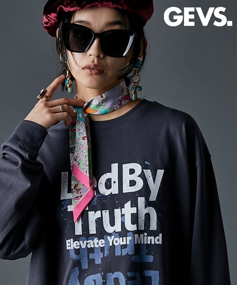 Tシャツ・カットソー ロゴプリントロングスリーブTシャツ 大きいサイズ有 GEVS.