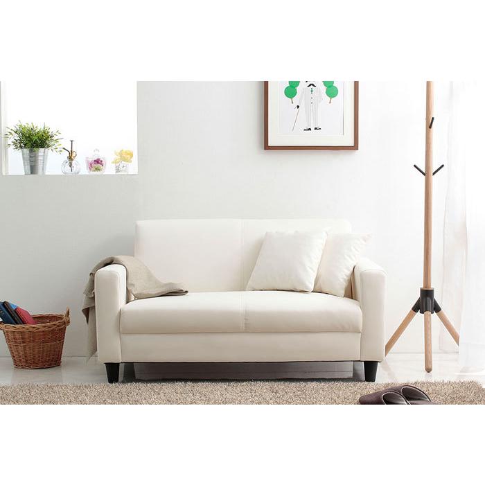 ソファー 2人掛け 白 シンプル レザー おしゃれ 北欧モダン かわいい 完成品 二人掛け アイボリー ホワイト
