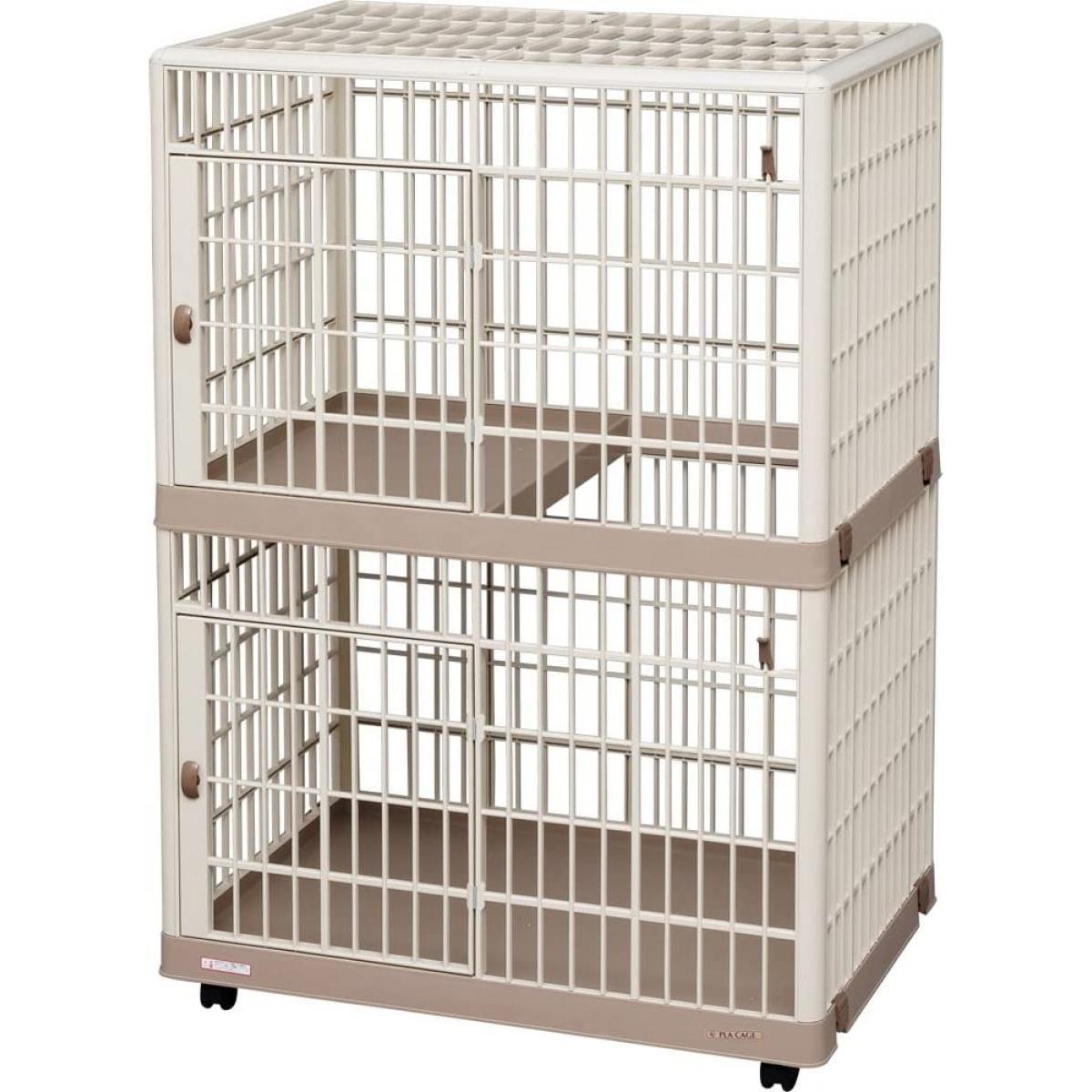 アイリスオーヤマ プラケージ 812 ベージュ 2段 W82.5×D56.5×H118.9cm 猫 ケージ キャットケージ さびない