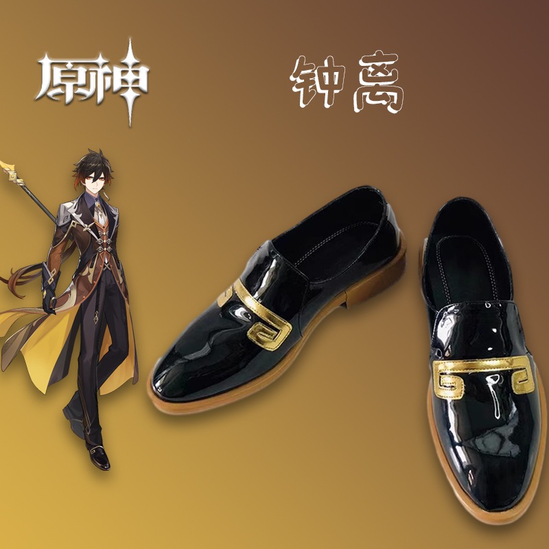 原神 Zhongli Cos 靴2d アニメとコミックショーのパフォーマンスシューズゲームサポート画像カスタマイズ可能