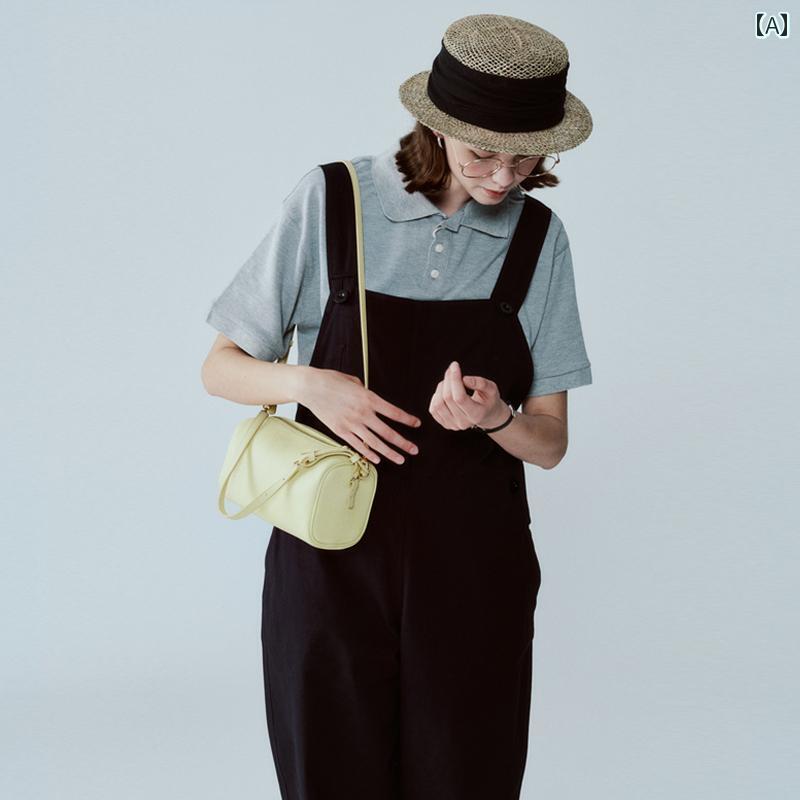 バッグ 収納 梱包 革 小さい バッグ 柔らかい もちもち した第一層 トーゴ 牛革 ペンシル ボストン ピロー ショルダー 脇下 女性用 メッセンジャーバッグ 5,000円