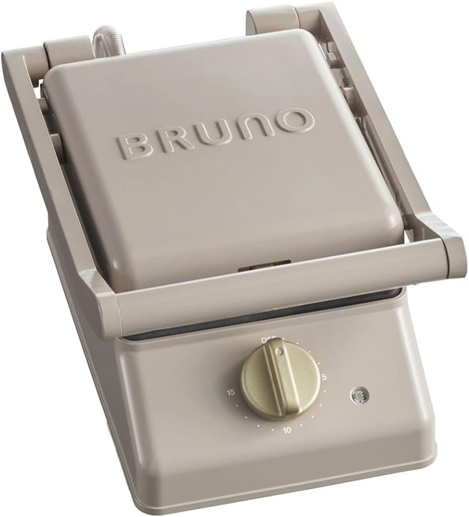BRUNO ブルーノ グリルサンドメーカー シングル ホットサンドメーカー おしゃれ 電気 耳まで焼ける 朝食 パン 食パン タイマー付き プレート取りはずし レージュ ブルーノ BOE083-GRG