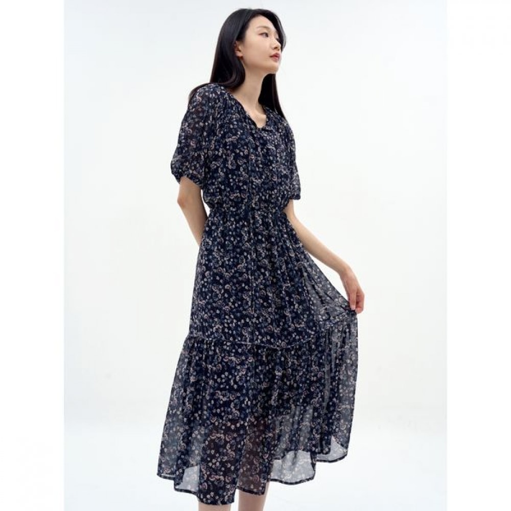 [ジセン] フラワーピンタックパフワンピース LFOPN508_DN