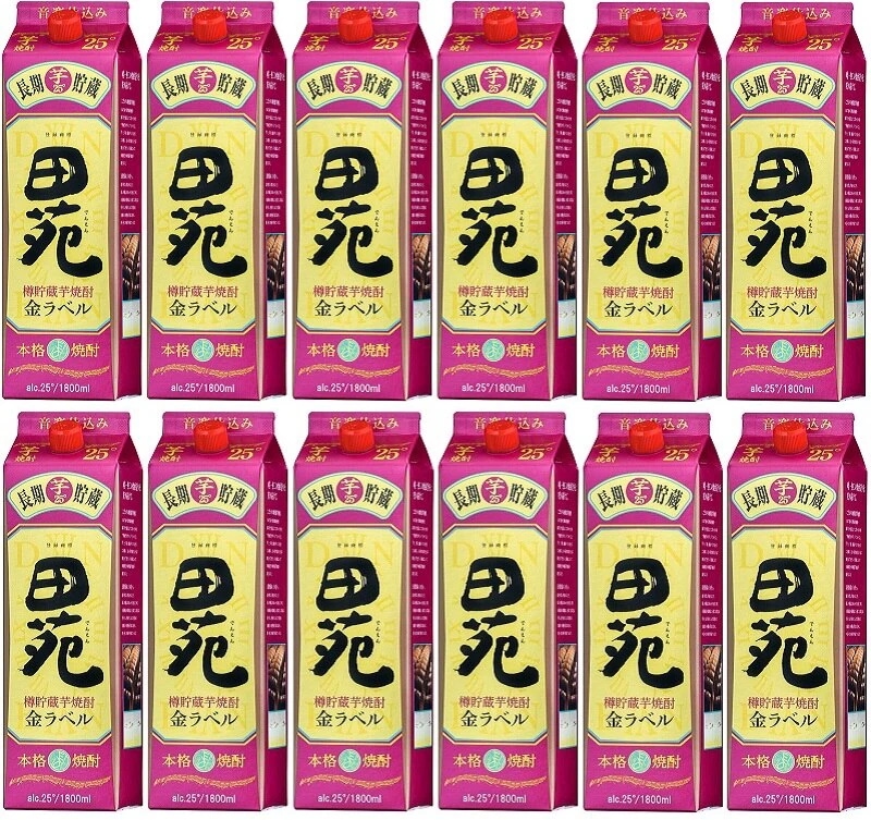 焼酎 芋焼酎 25度 田苑 芋 金ラベル 1800mlパック 2ケース単位12本入 鹿児島県 田苑酒造