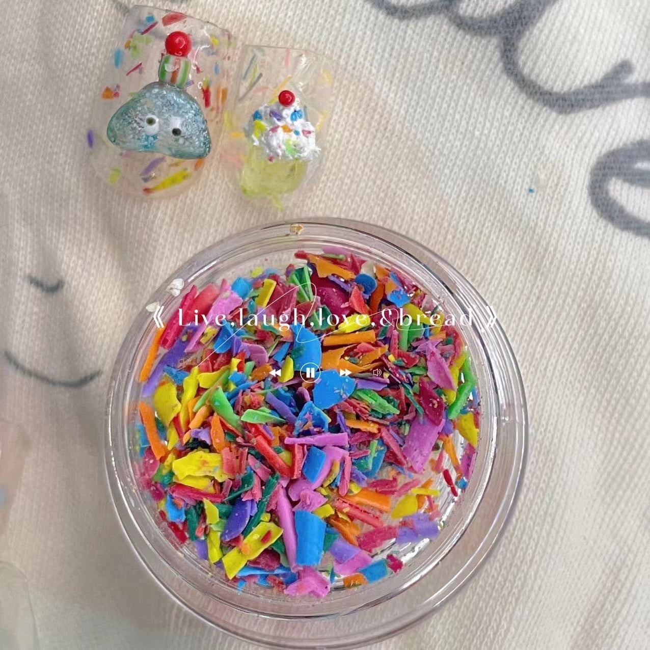 韓国スタイルinsカラースレッドスレッドケーキリボンリボンネイルアートジュエリーかわいいミックスカラーな砂糖針ソフトセラミックジュエリー