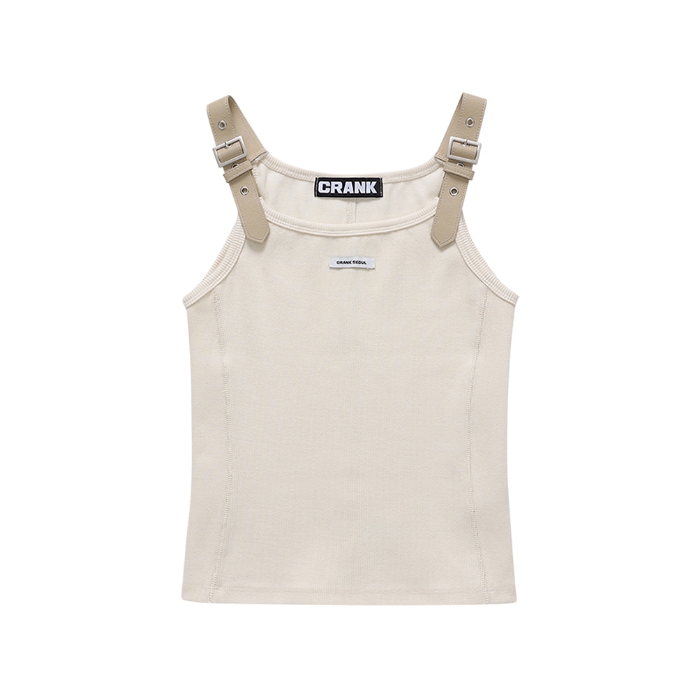 バックルリブスリーブレストップス_ ベージュ 8,200円