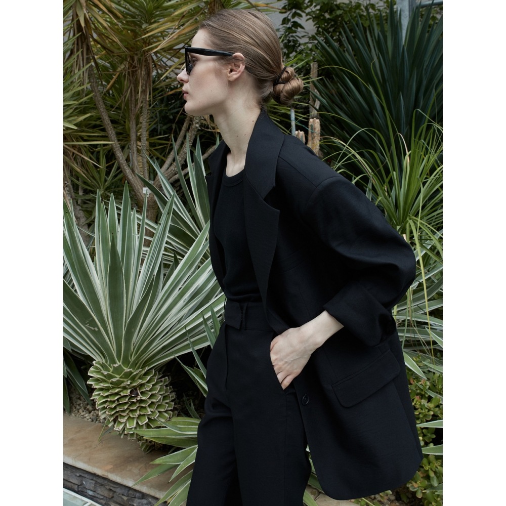 ouieリンクルサマーオーバーフィットジャケットブラックOU1102