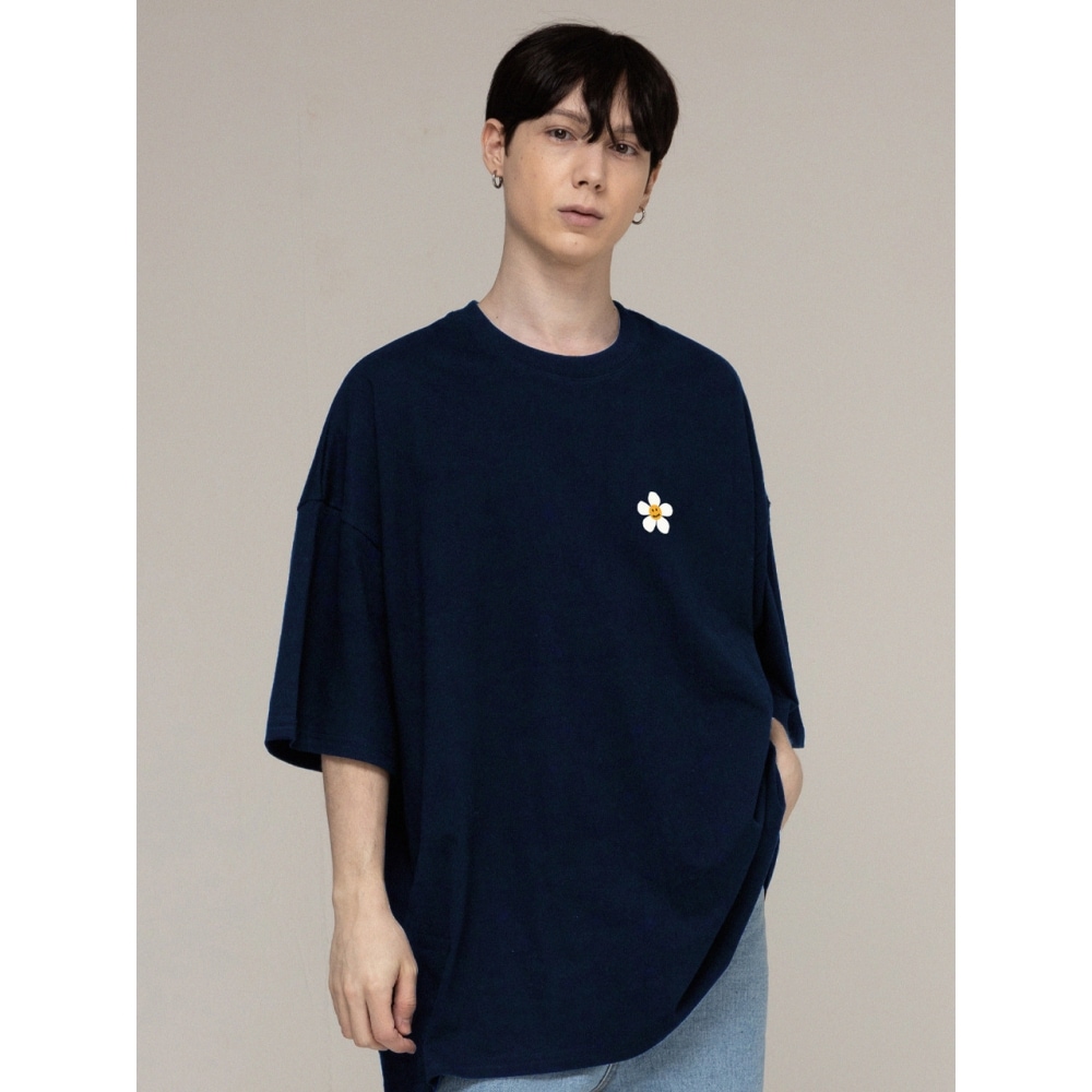 GRAVER フラワードットオーバーフィットショートスリーブ T シャツネイビー
