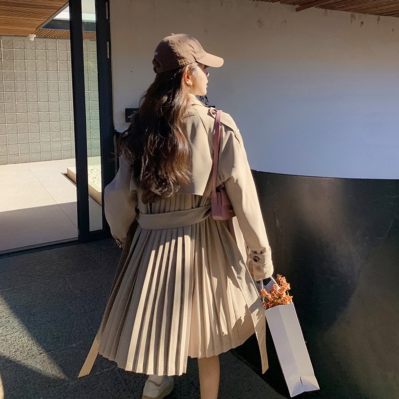 【超お得1つ買うと10個もらえる】2025年新品の発売スプリングコート レディース 春 ロングコート アウター トレンチ バックプリーツ ロング丈 きれいめ ドロップショルダー 通勤 大人 30代 4