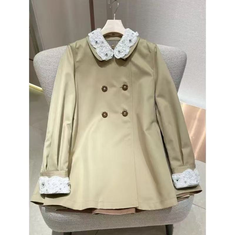 2025年秋冬新作ドールカラールーズレーススプライシングウィンドブレーカー女性ファッション小シャネル風ジャケット