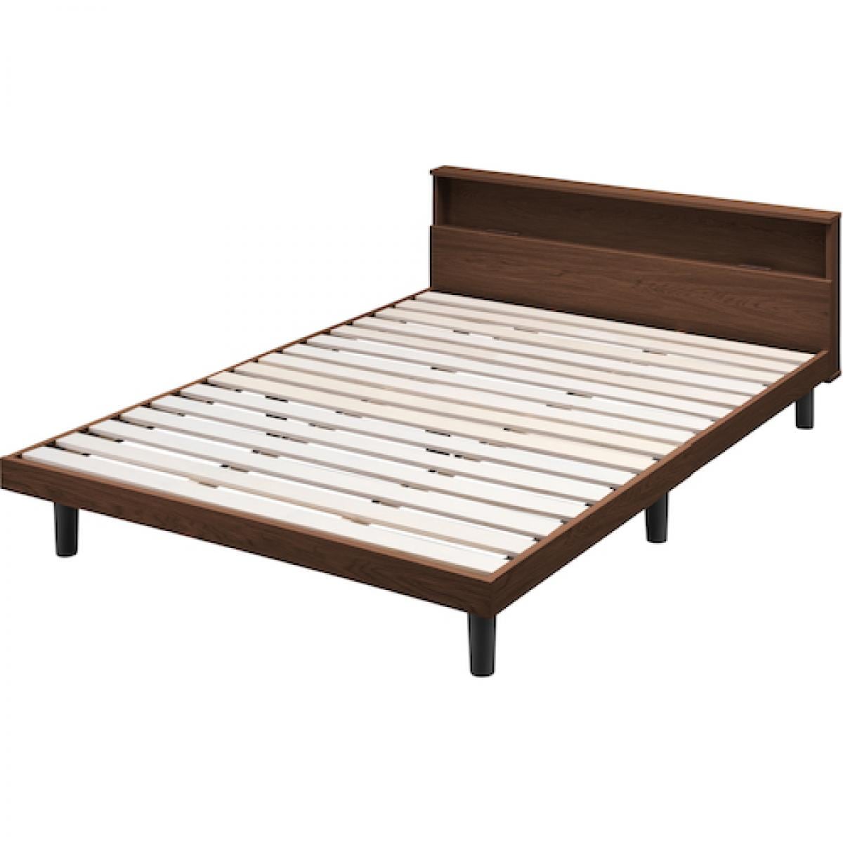 【I】【代引不可】 アイリスオーヤマ すのこベッド SNB-D ダブル ブラウン 通気性 2口コンセント付 ヘッドボード 【北海道・沖縄・離島不可】【代引不可/沖縄・離島不